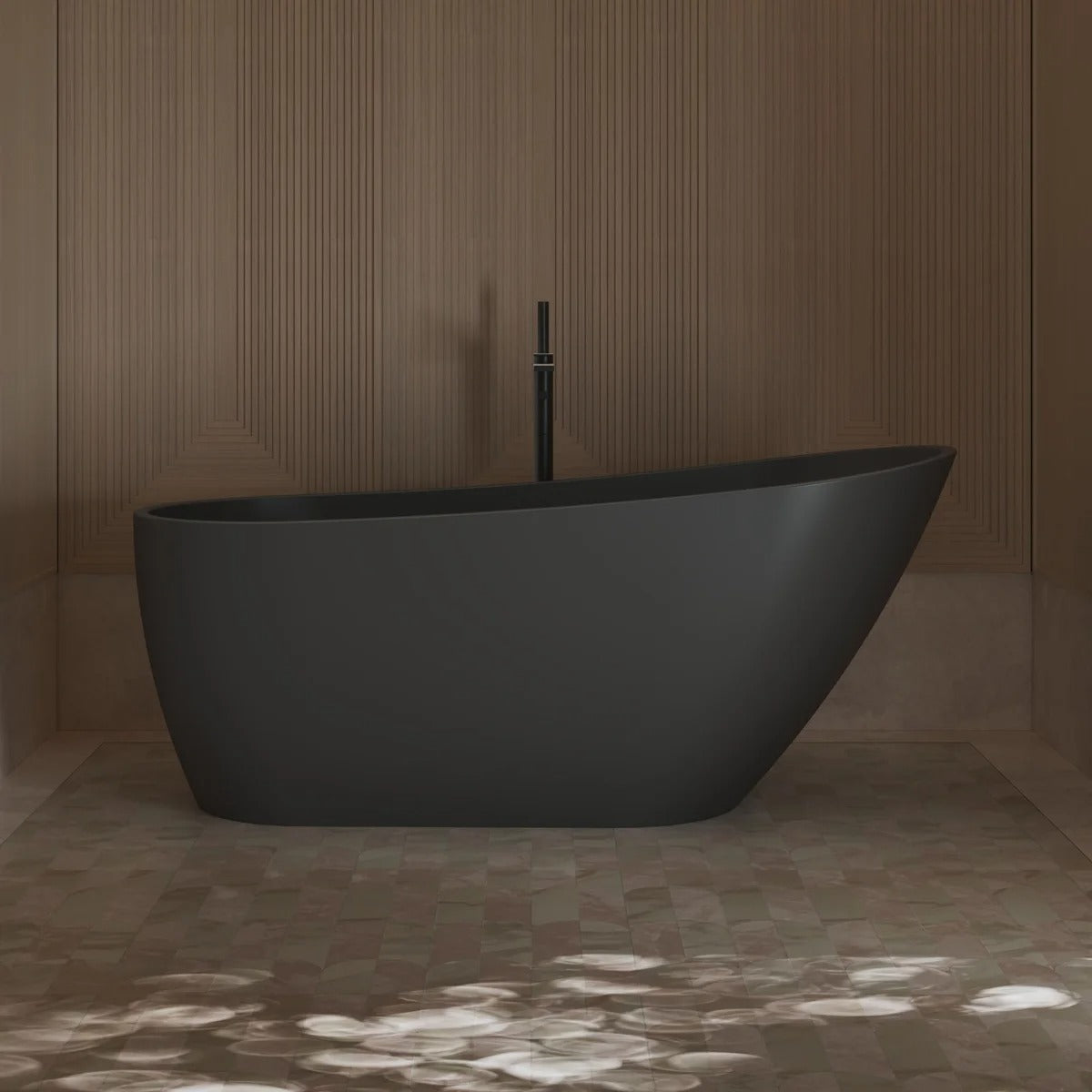 MonBlari 67" × 31.5" Black Acrylic Freestanding Soaking Bathtub