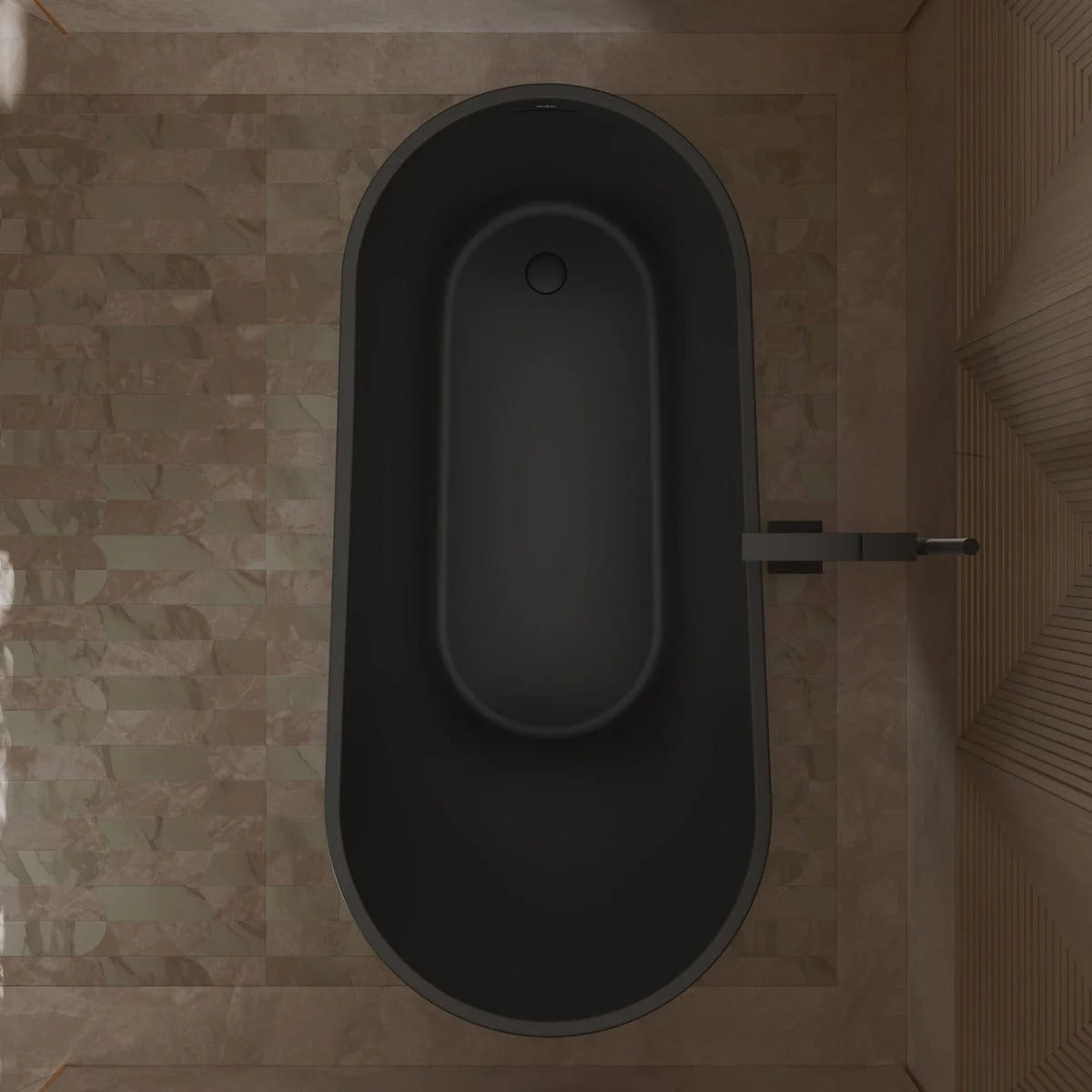 MonBlari 67" × 31.5" Black Acrylic Freestanding Soaking Bathtub