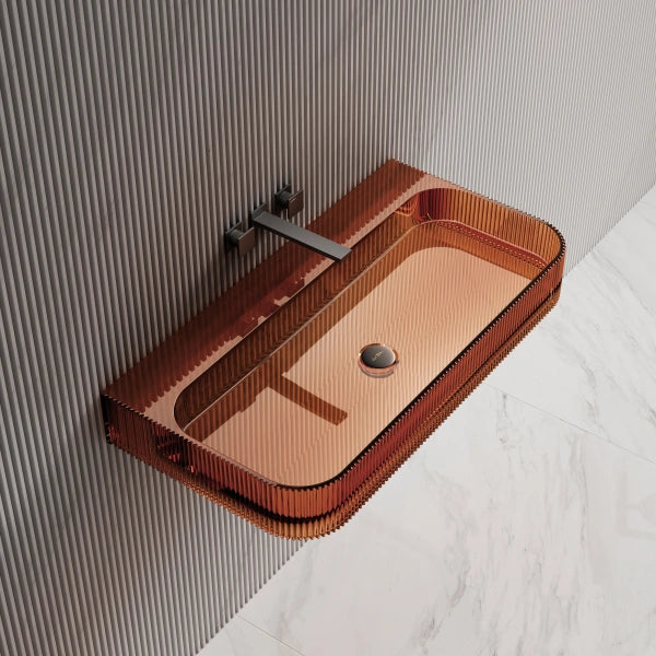 Luxury clear amber bathroom wall mount sink for contemporary interiors