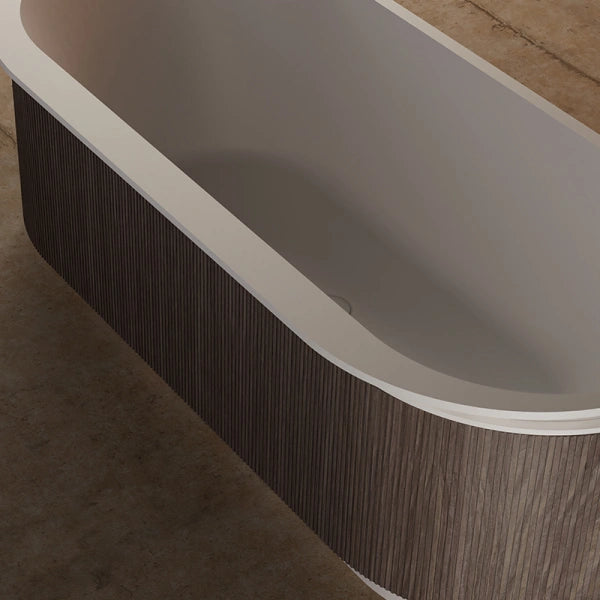 Modern fluted solid surface freestanding bathtub by MonBlari FOREST Series