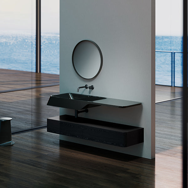 Luxury forged carbon fiber bathroom vanity with integrated mirror