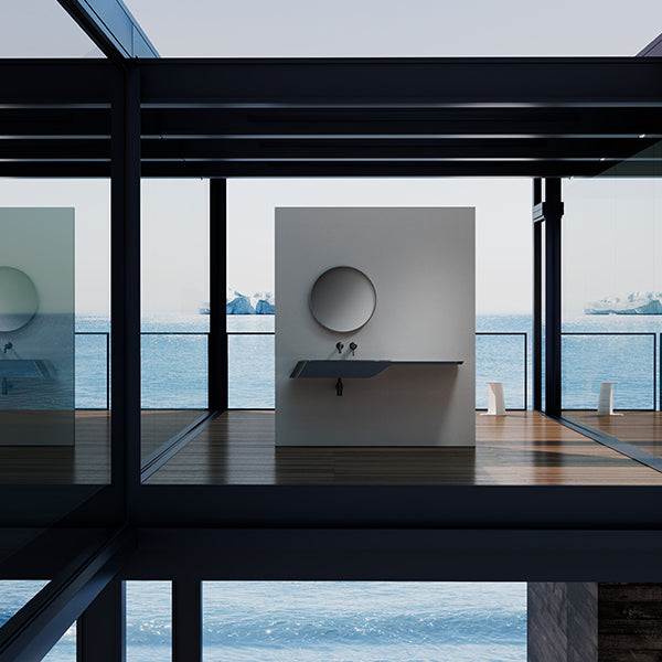 Luxury forged carbon fiber wall mounted bathroom sink with yacht inspired design