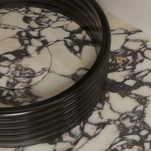 Luxury marble vessel sink with transparent acrylic design