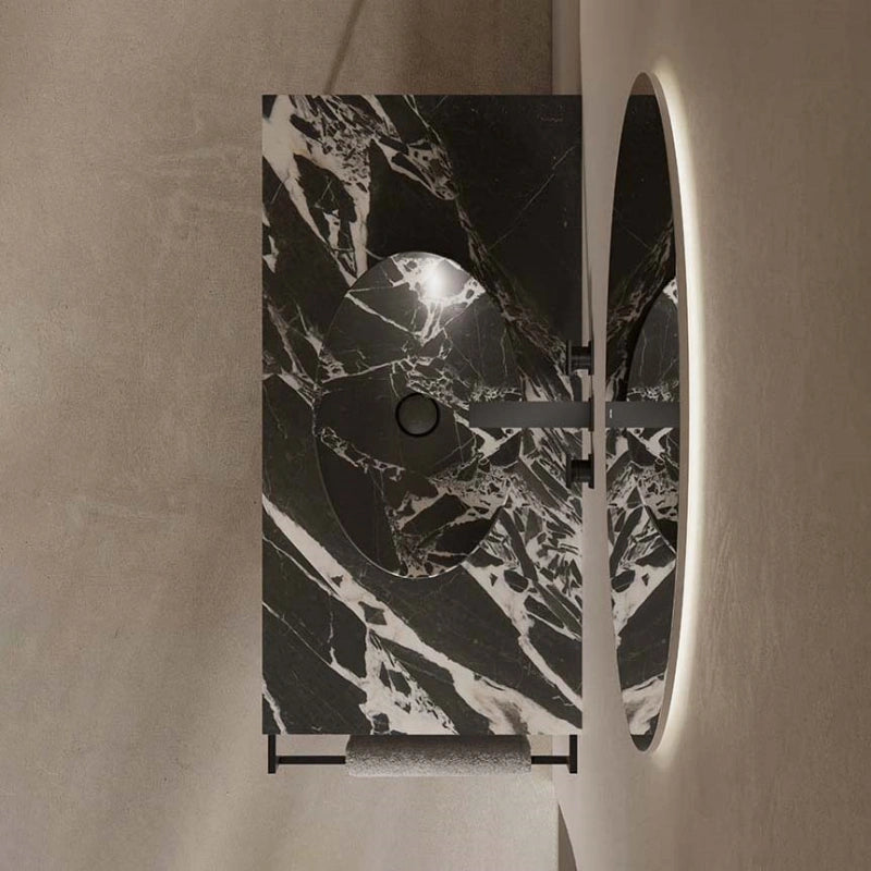 Luxury marble wash basin with stainless steel console frame and towel rail