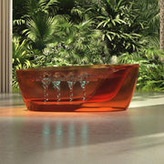 red resin double walled bathtub with crystal clear design