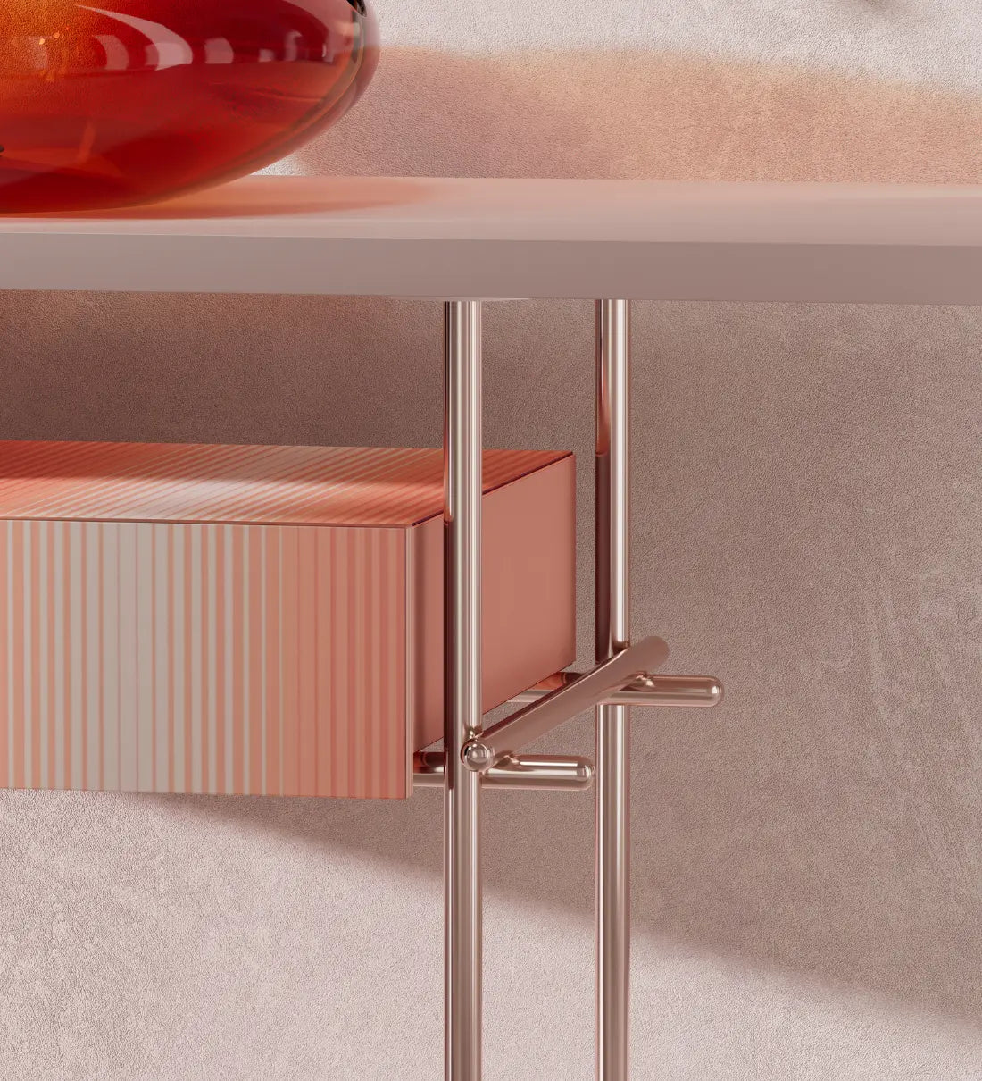 Designer bathroom vanity cabinet with single basin sink