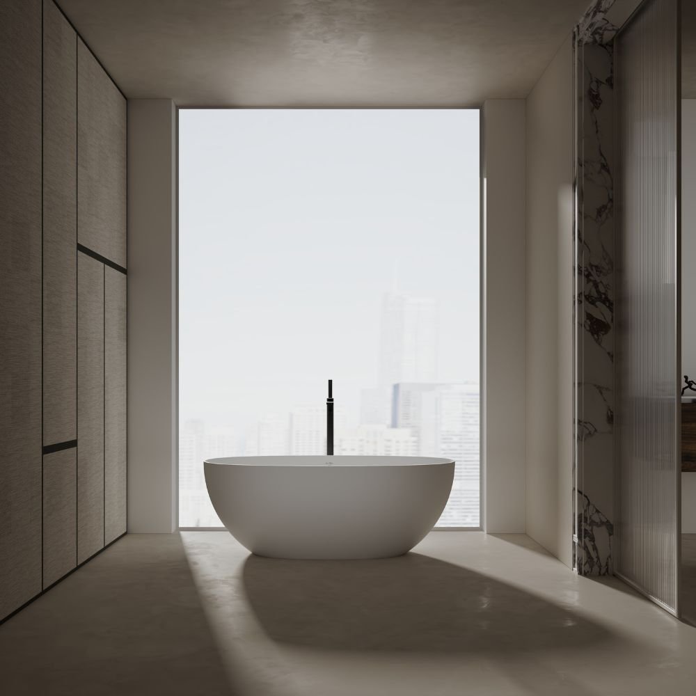 LYRA Series solid surface freestanding bathtub for modern bathrooms