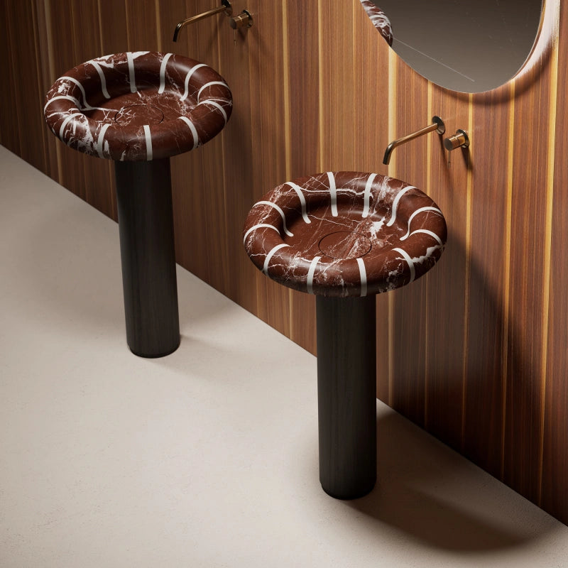 MonBlari CIRCUS Series deep red marble freestanding bathroom basin