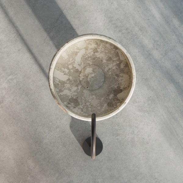 MonBlari natural marble pedestal basin with stone veining