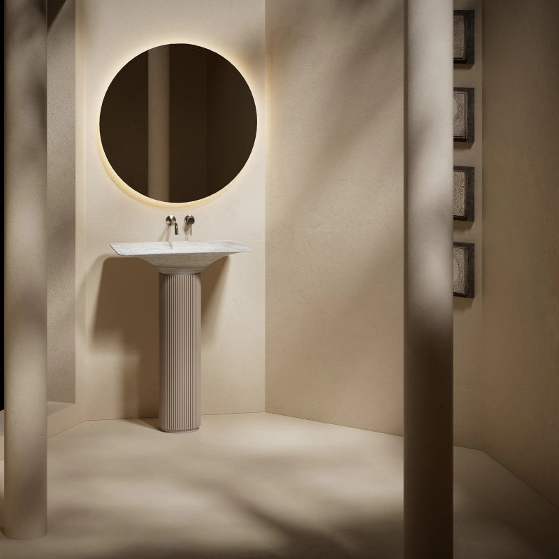 MonBlari Fall In Series natural marble bathroom pedestal sink