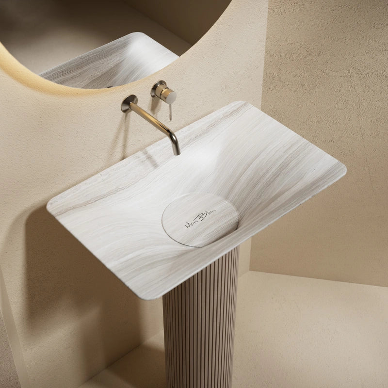 MonBlari marble pedestal wash basin for modern luxury bathroom