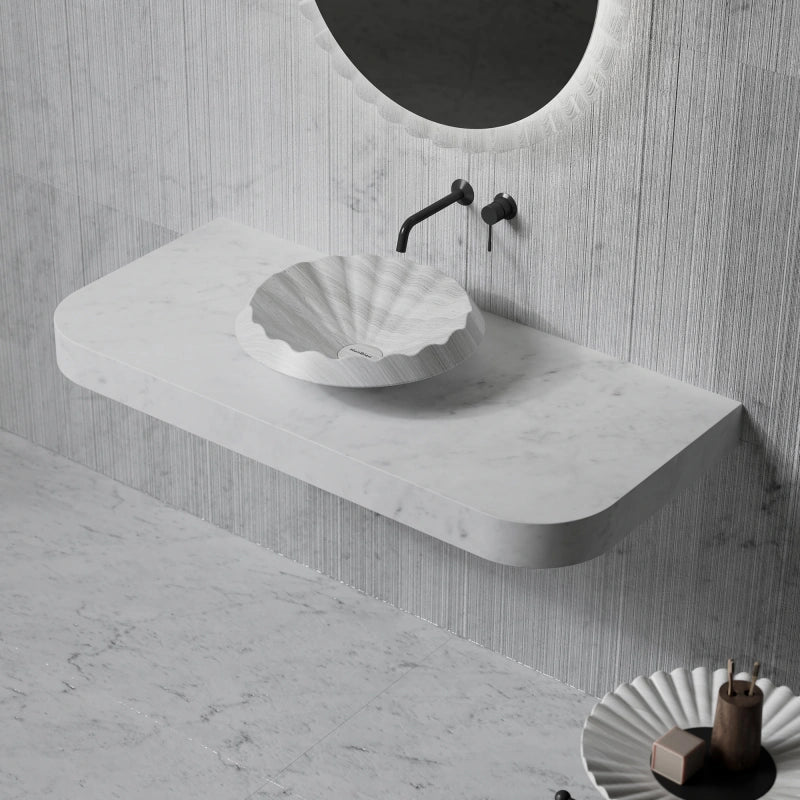 18-inch MonBlari VENUS Series marble ruffle vessel bathroom sink