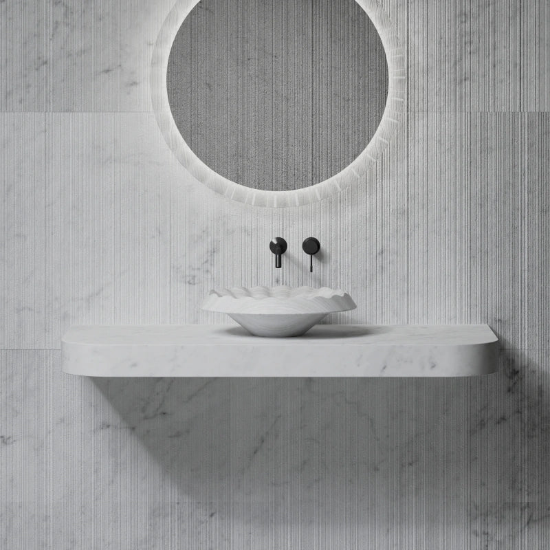 MonBlari VENUS Series natural marble ruffled edge vessel sink