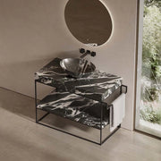 MonBlari marble washstand set with vessel sink and stainless steel frame