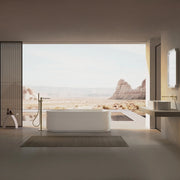 Matte white solid surface freestanding bathtub for modern bathroom
