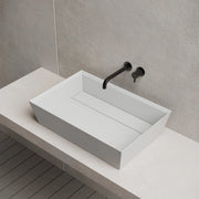 White solid surface rectangular vessel sink 