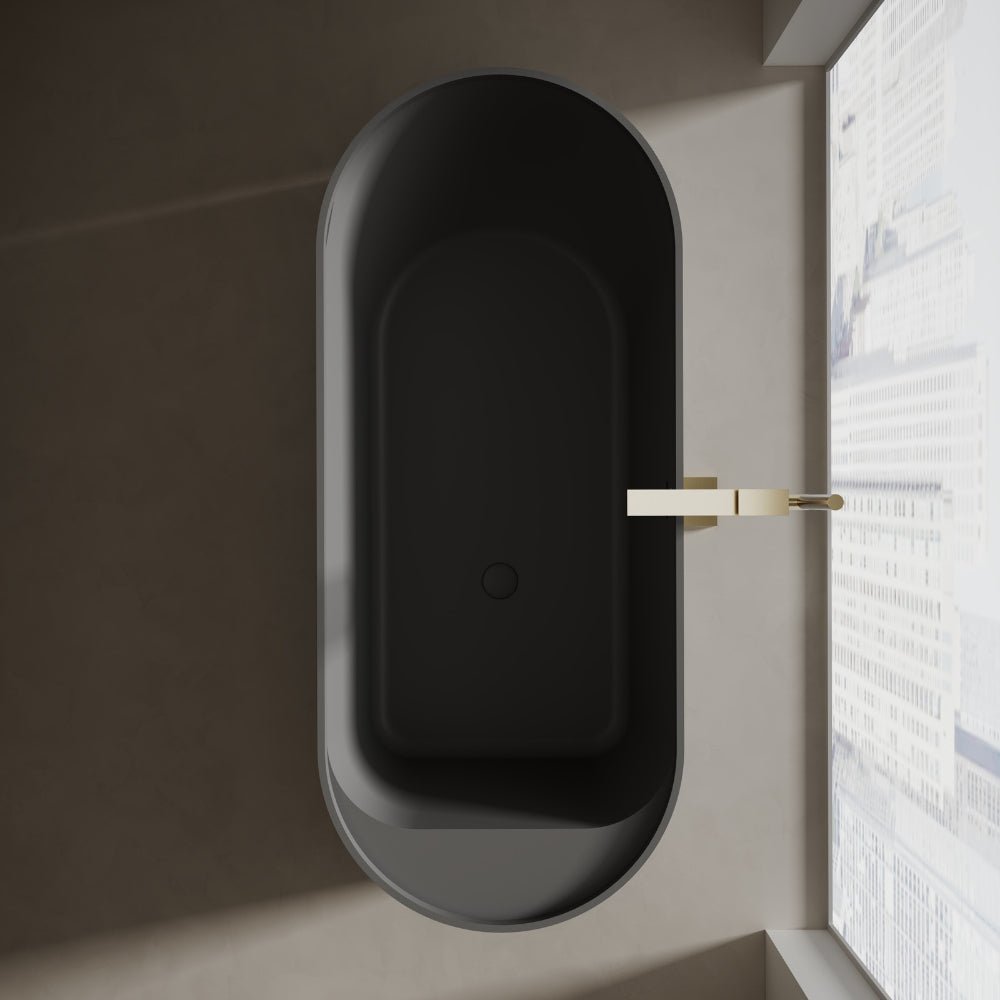 solid surface soaking bathtub with clean modern aesthetics
