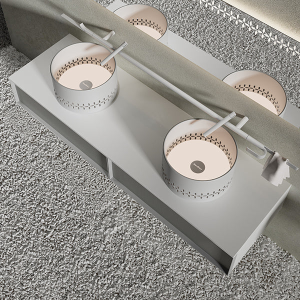 Modern countertop bathroom vessel sink with organic sculptural design