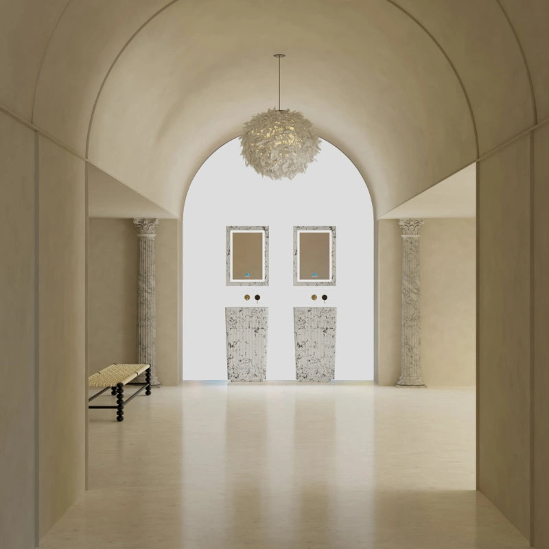 Luxury fluted solid surface pedestal sink with sculptural design