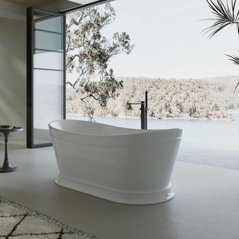 Modern 67 inch freestanding acrylic soaking bathtub for contemporary interiors