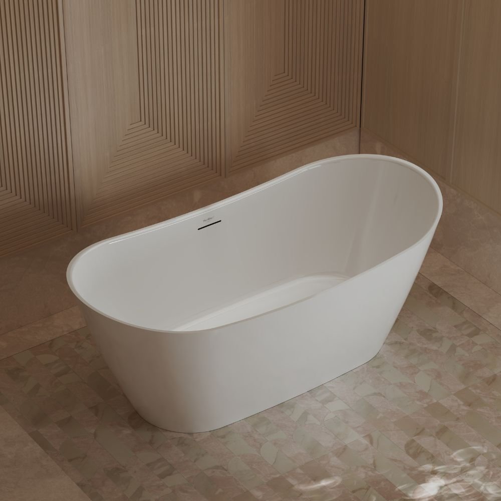 acrylic freestanding bathtub with clean minimalist design