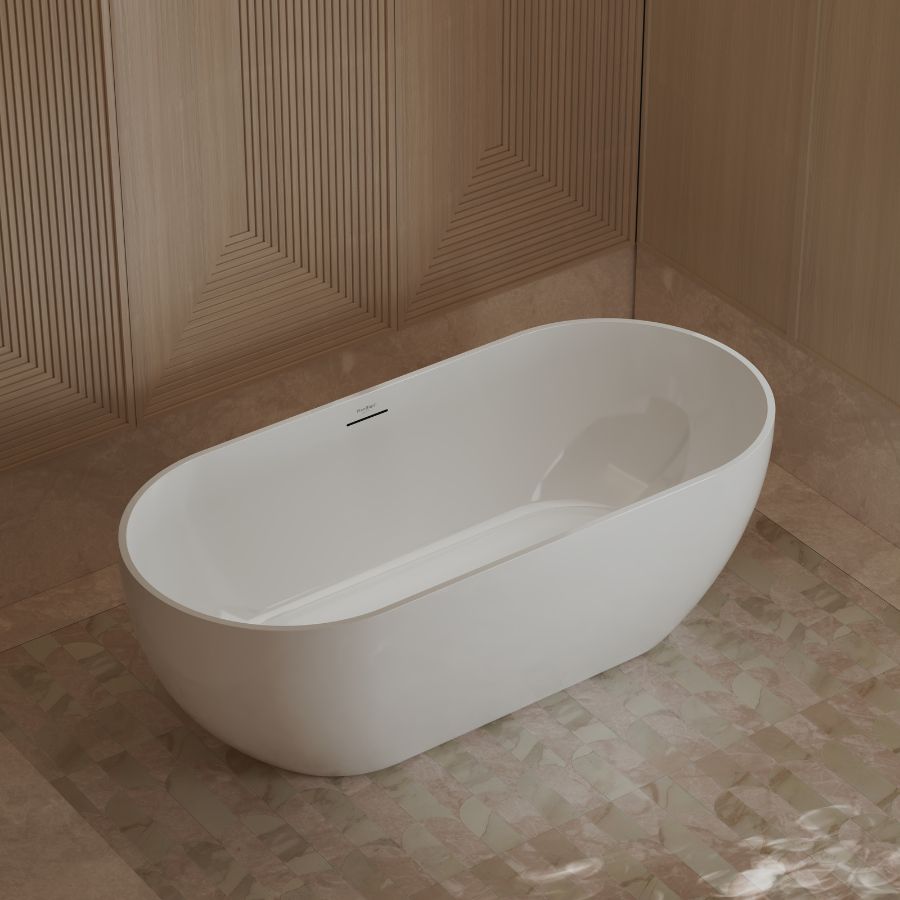 acrylic freestanding bathtub with clean minimalist design