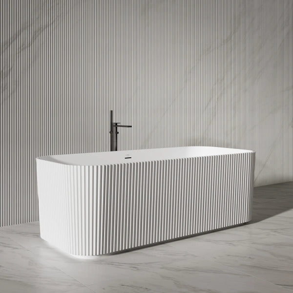 Modern solid surface freestanding soaking bathtub