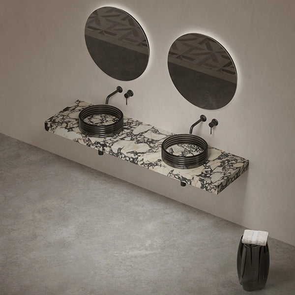 Modern marble wash basin with clear acrylic accent