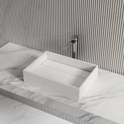 Luxury rectangular countertop wash basin crafted with solid stone-inspired surface