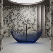 blue resin freestanding bathtub with clean contemporary design