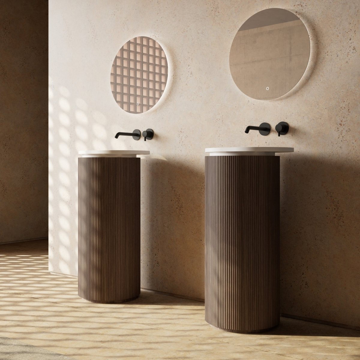 FOREST Series round pedestal sink with minimalist form