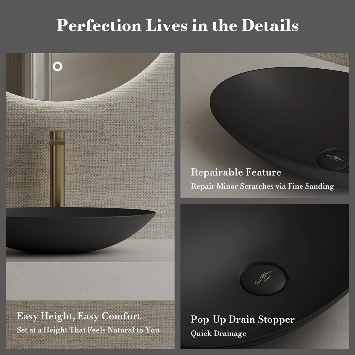 VERVE Series vessel bowl sink with minimalist appearance