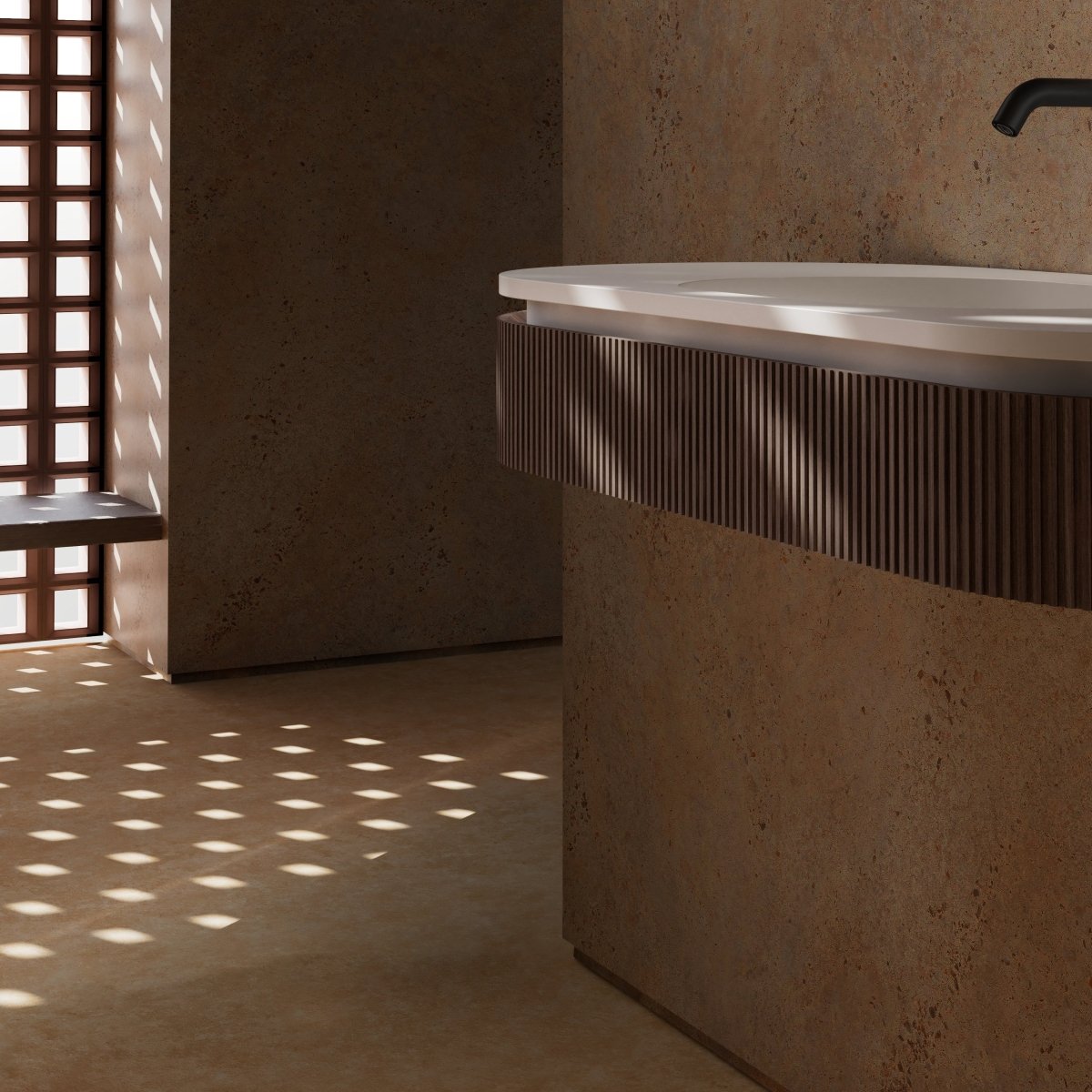 FOREST Series wall mounted sink with refined fluted texture
