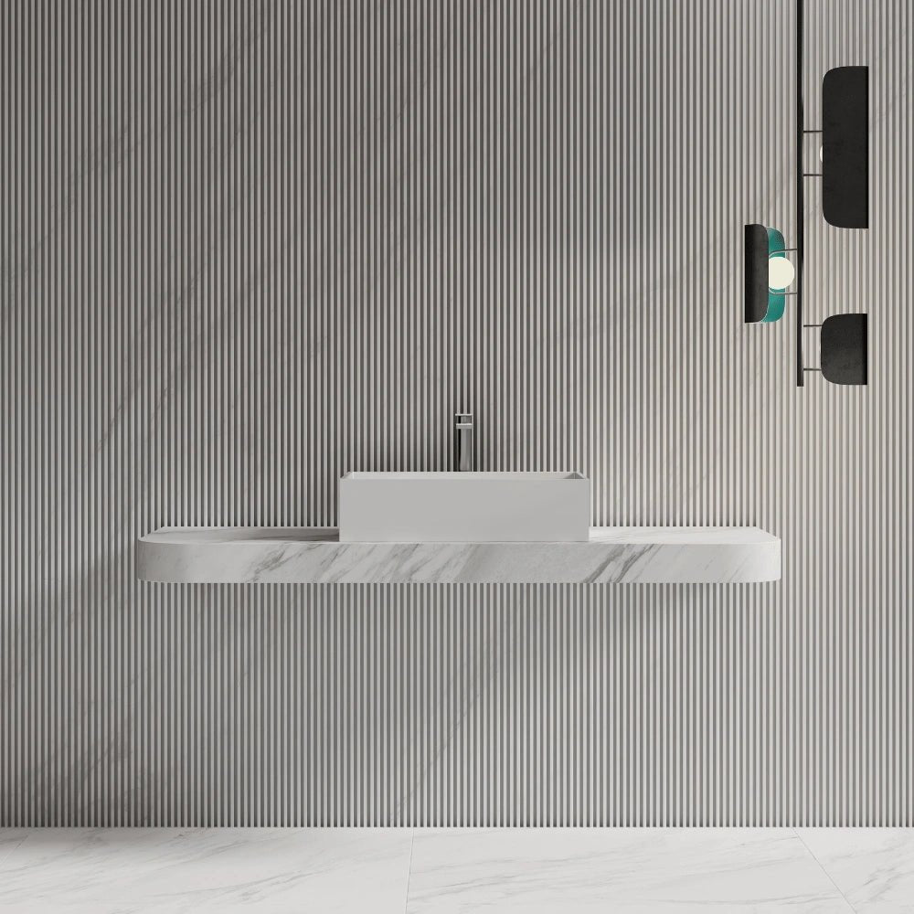 White rectangular bathroom sink for modern countertop installation