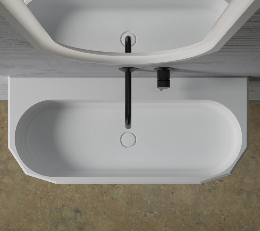 Matte White Solid Surface Wall Hung Bathroom Sink by MonBlari