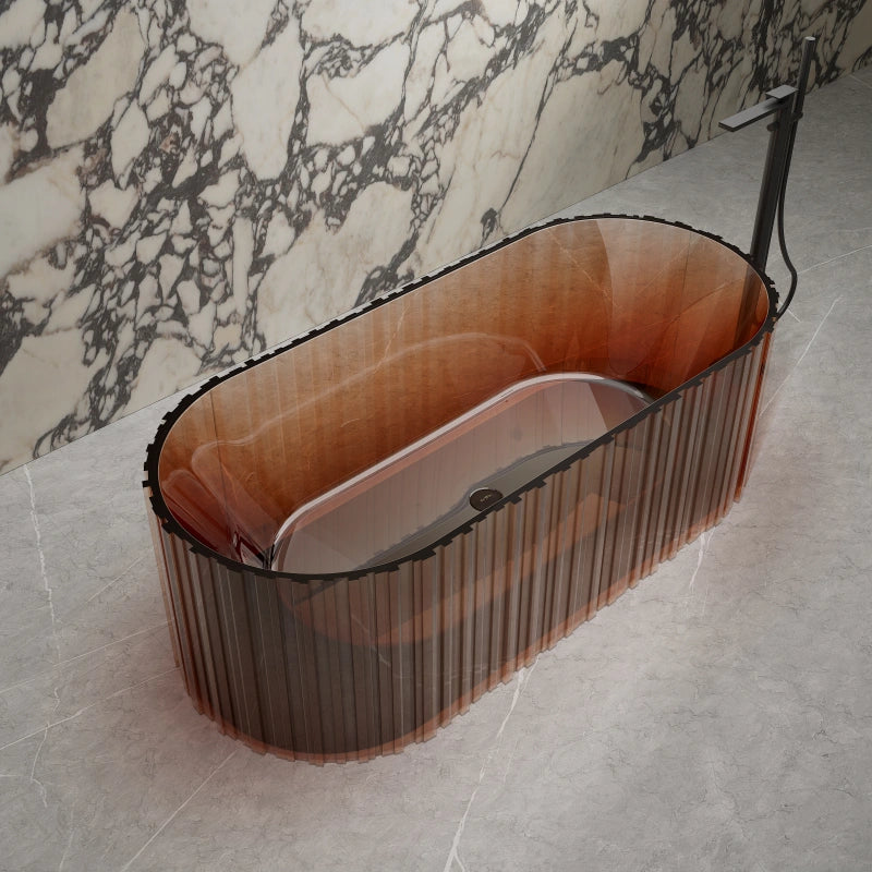 MonBlari 67 inch resin freestanding bathtub with textured exterior