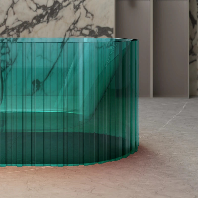MonBlari transparent resin fluted soaking bathtub