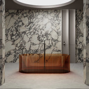 67 inch MonBlari fluted resin freestanding soaking bathtub