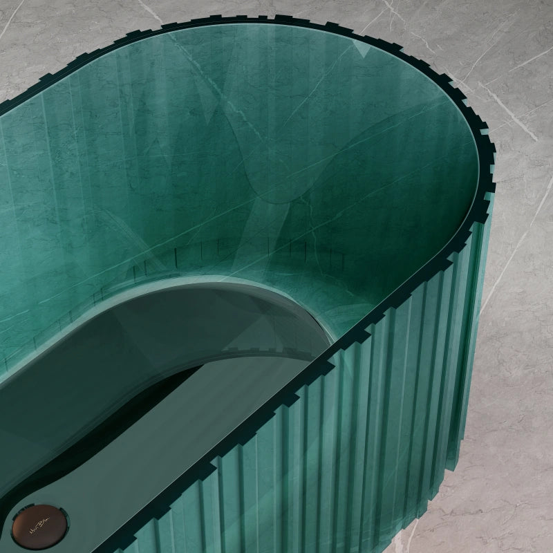 MonBlari fluted transparent resin bathtub for modern bathroom