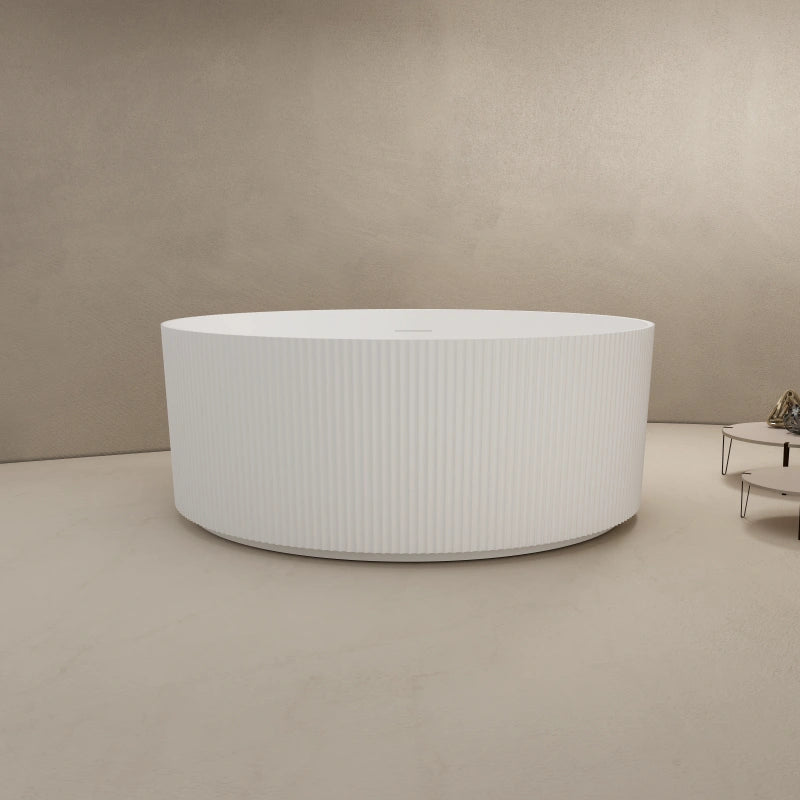 59 inch round freestanding soaking bathtub in solid surface