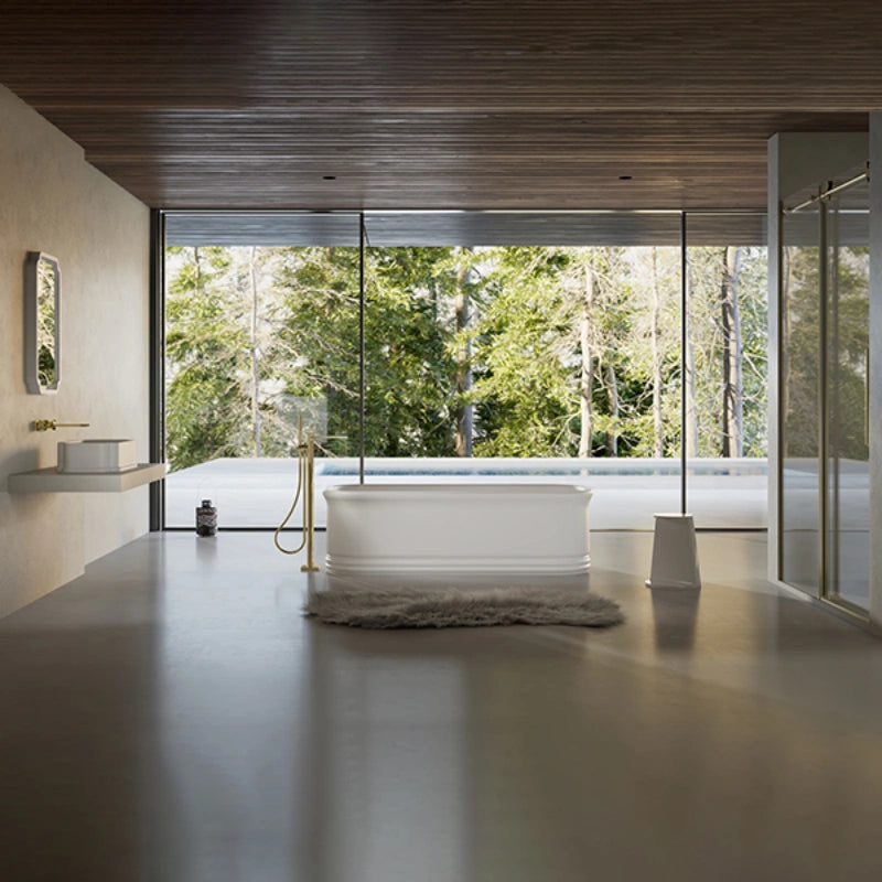 MonBlari solid surface freestanding bathtub with integrated drain
