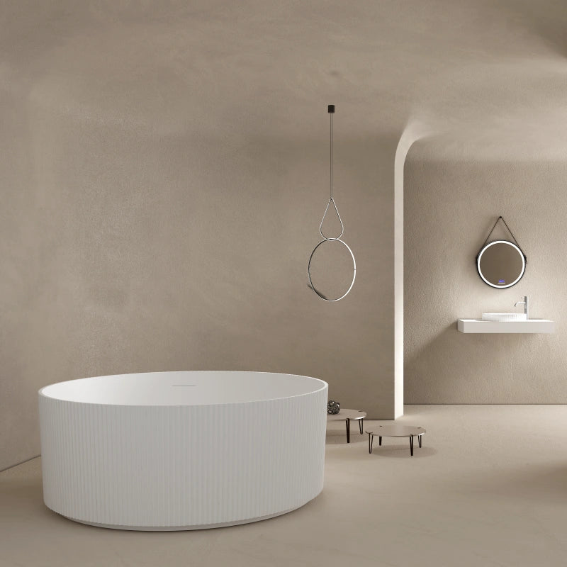 59 inch MonBlari solid surface round freestanding bathtub