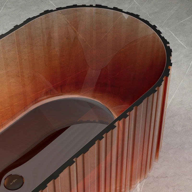 67 inch fluted resin soaking tub for modern bathroom