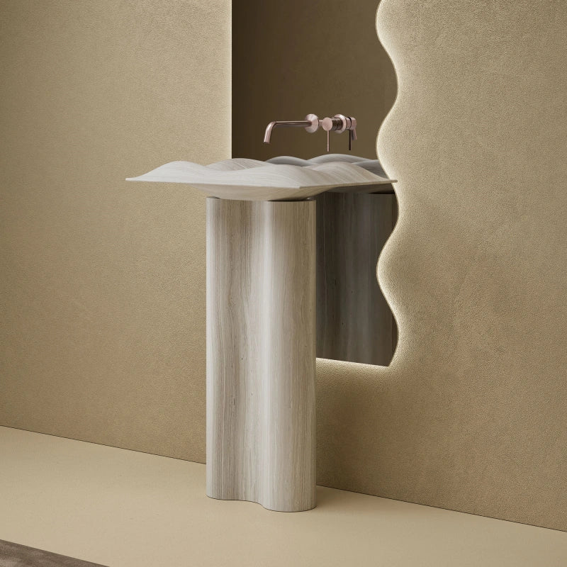 MonBlari Monro Series designer marble pedestal sink in modern bathroom