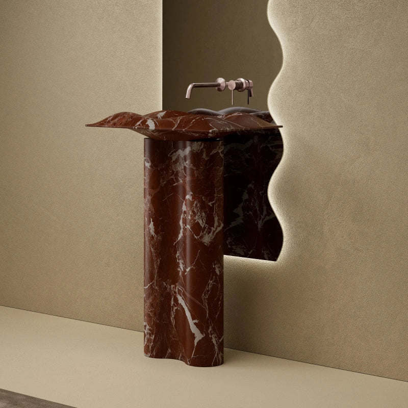 MonBlari Monro Series natural Rosso Levanto marble bathroom basin