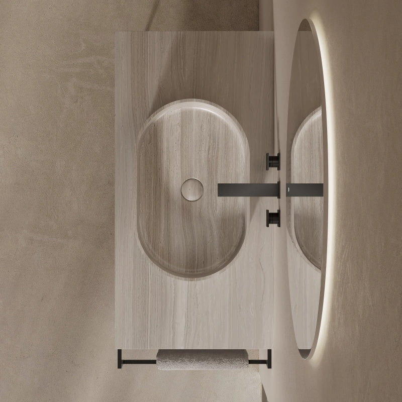 MonBlari natural marble wash basin with modern metal base