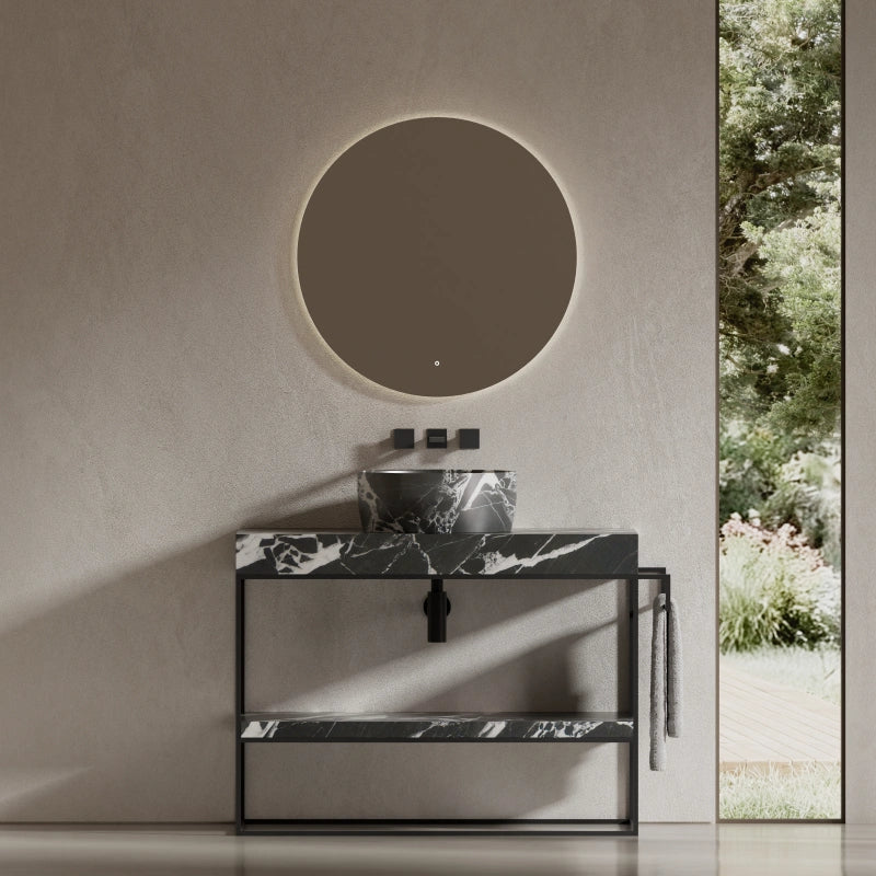 MonBlari natural marble wash basin with side towel rail