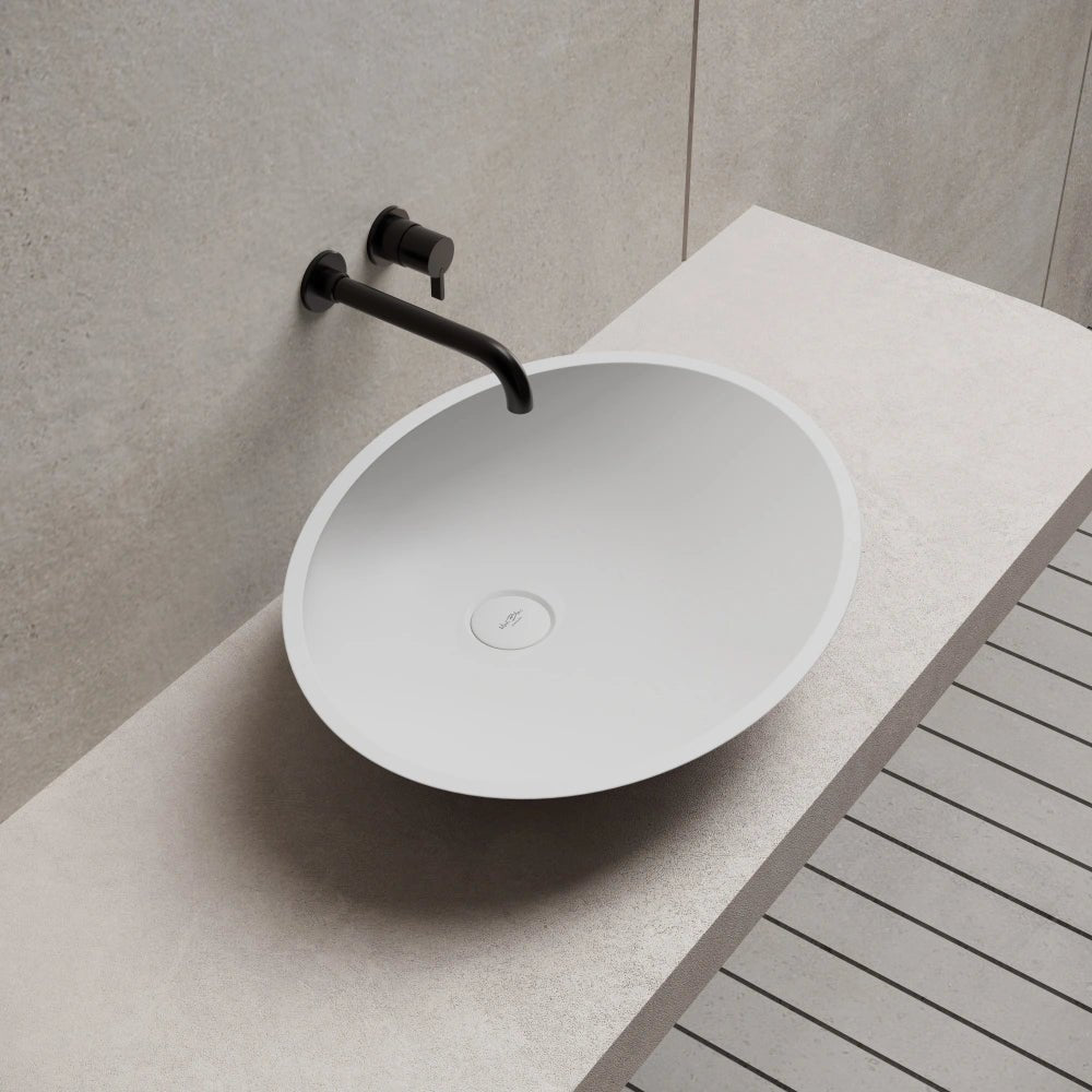 Matte whiteoval bowl sink with midern design