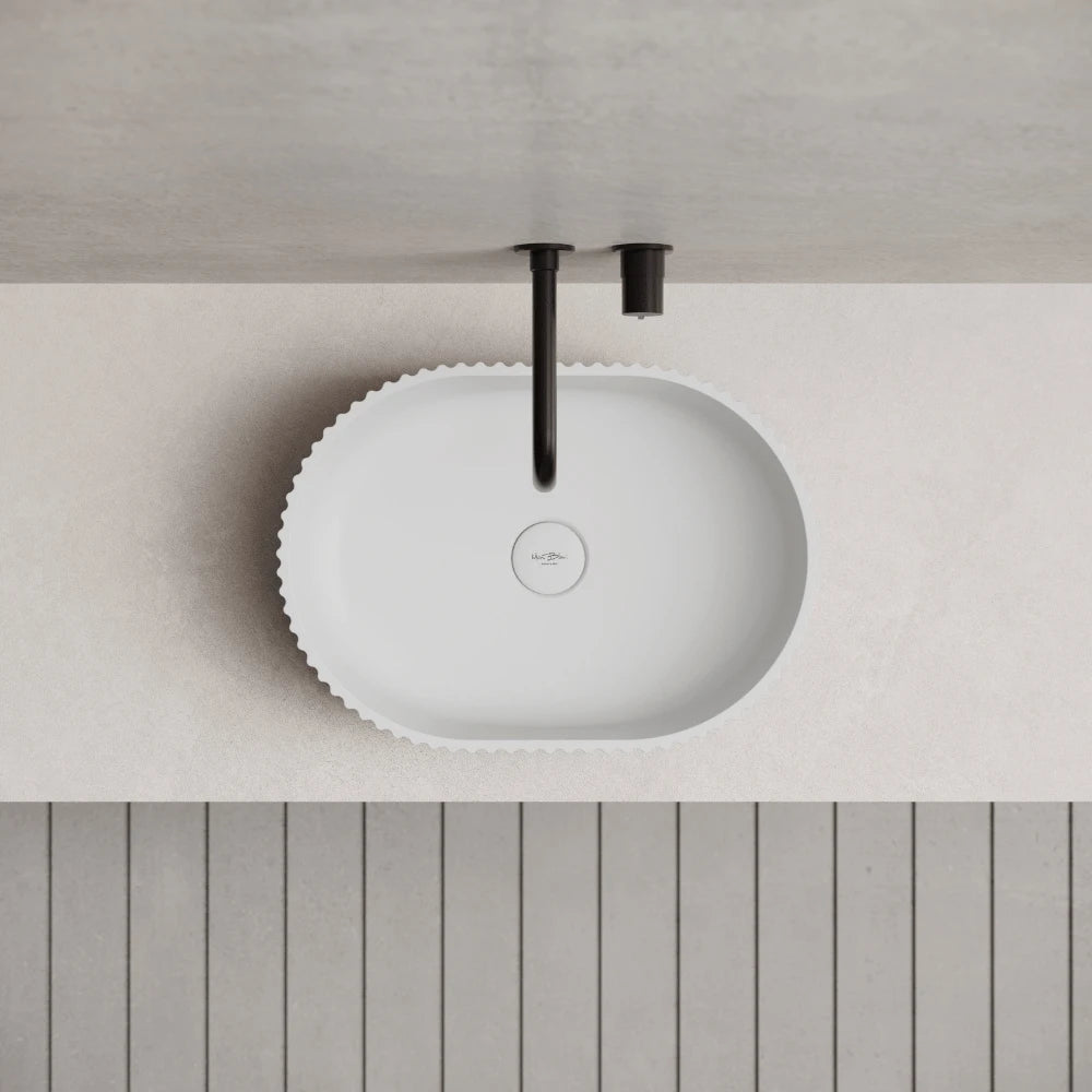 White solid surface modern bathroom sink wash basin