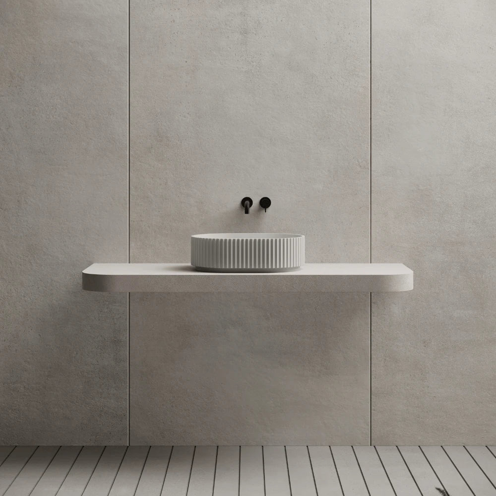 Modern matte white oval sink for bathroom design